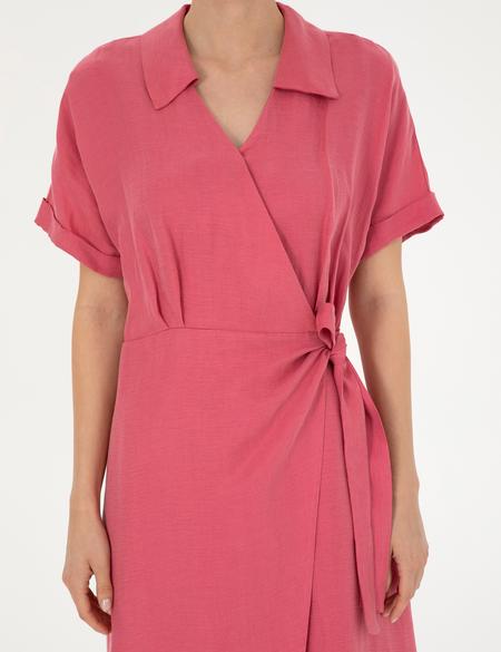 Pembe Comfort Fit Dokuma Elbise - 50283470003