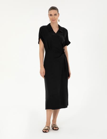 Siyah Comfort Fit Dokuma Elbise - 50283470011