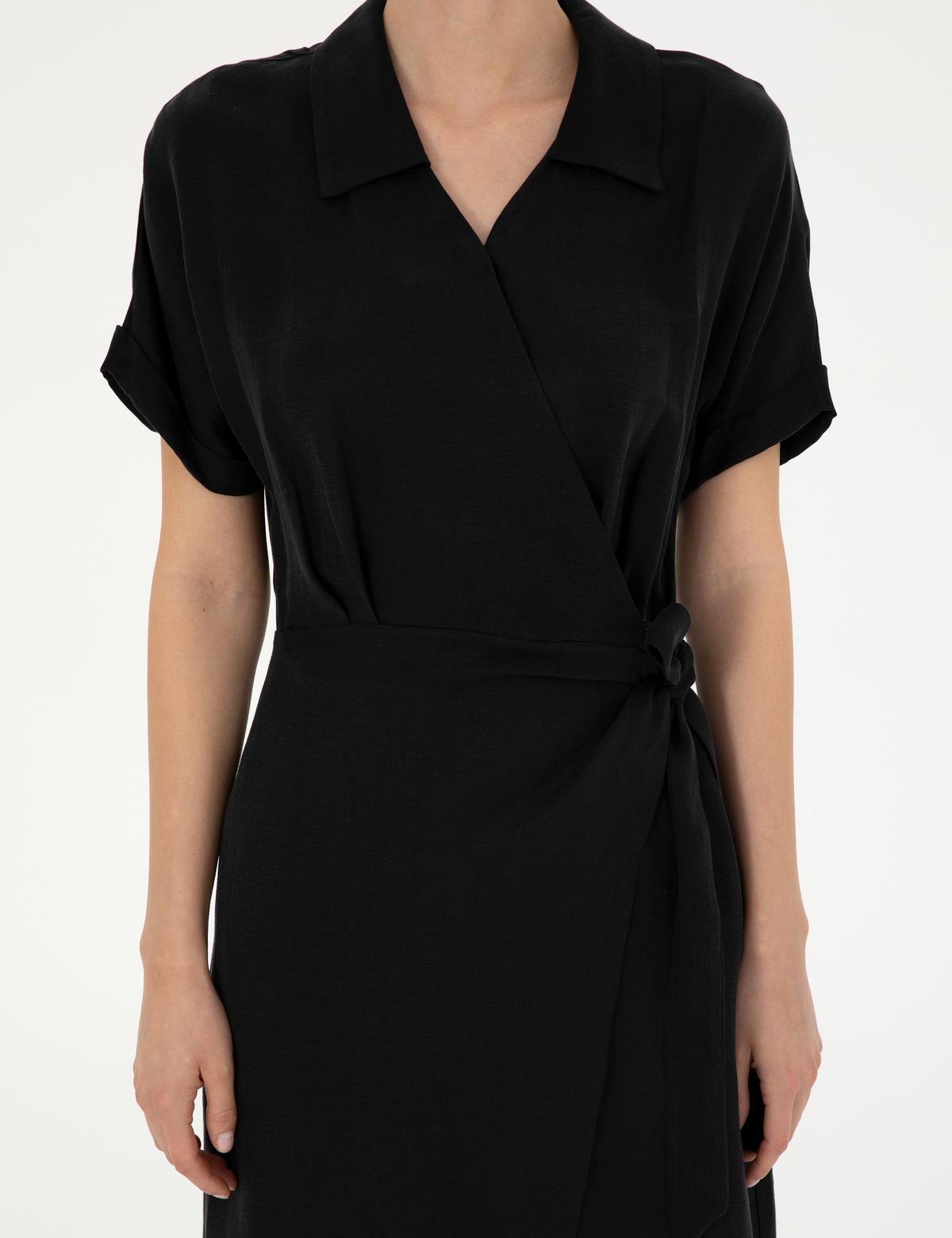 Siyah Comfort Fit Dokuma Elbise - 50283470011