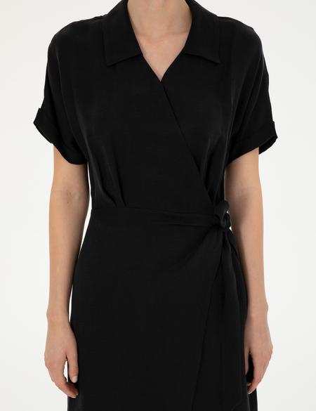 Siyah Comfort Fit Dokuma Elbise - 50283470011