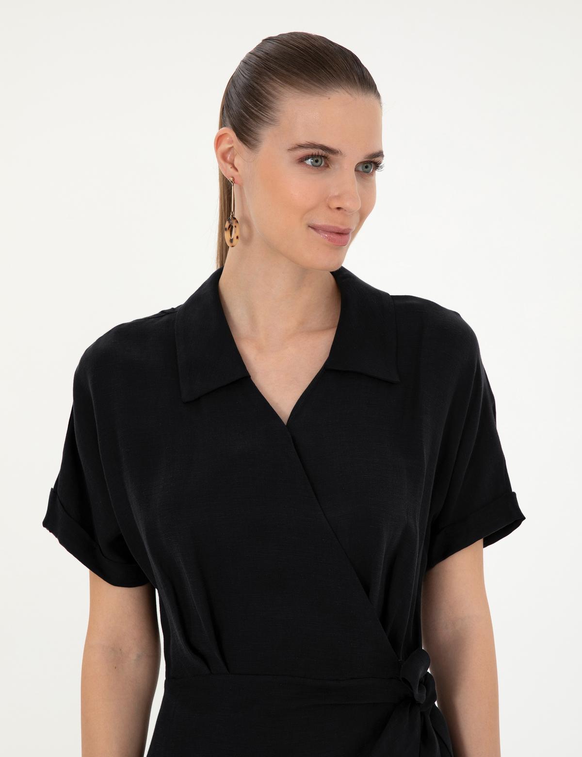 Siyah Comfort Fit Dokuma Elbise - 50283470011