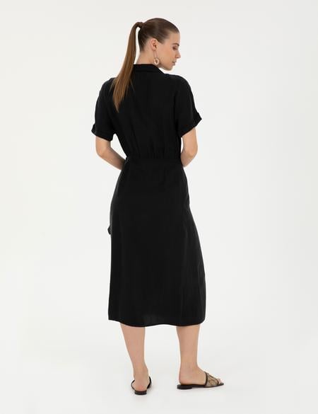 Siyah Comfort Fit Dokuma Elbise - 50283470011