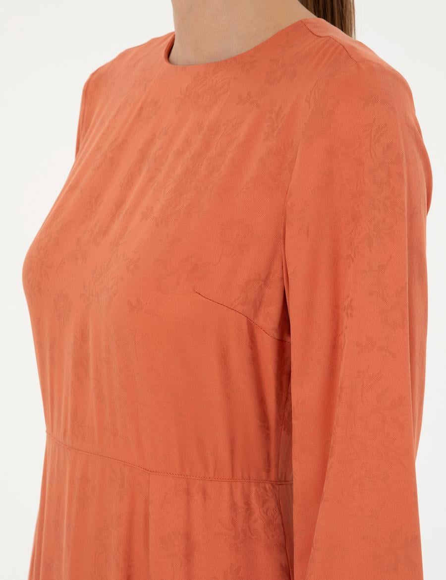 Kırmızı A Kesim Dokuma Elbise