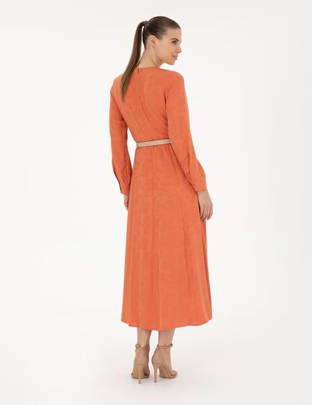 Kırmızı A Kesim Dokuma Elbise - 50283650016