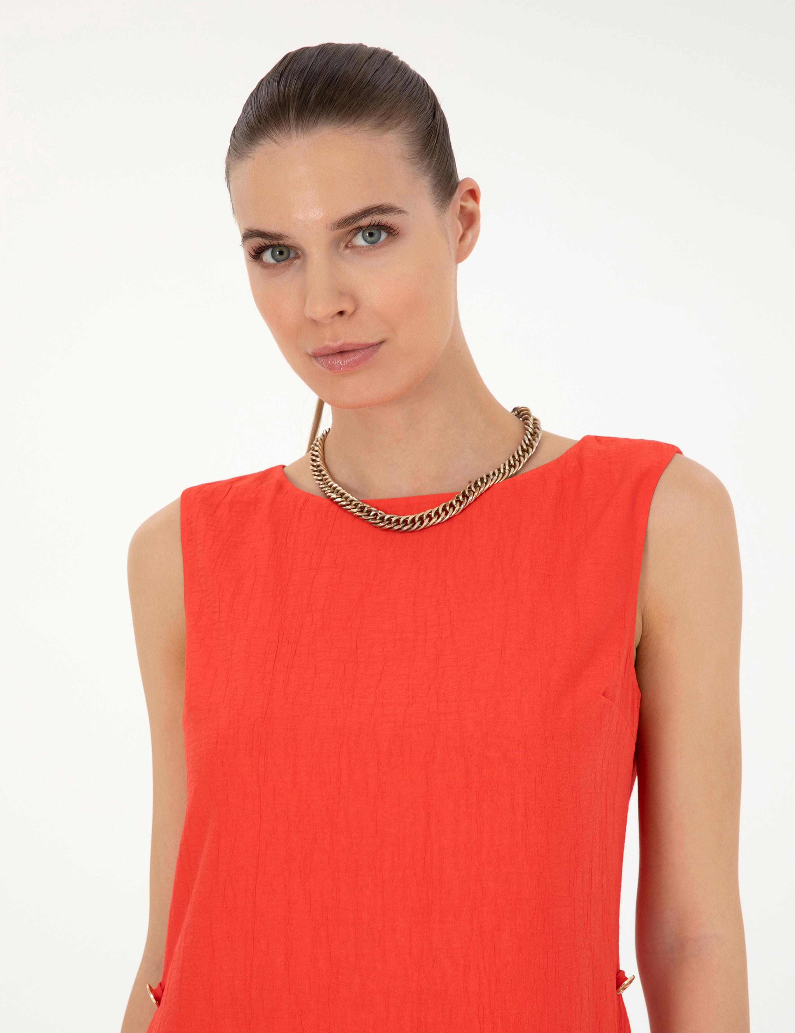 Nar Çiçeği A Kesim Dokuma Elbise