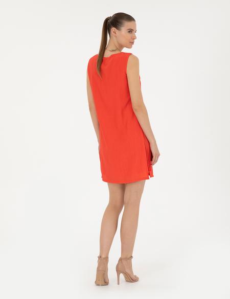 Nar Çiçeği A Kesim Dokuma Elbise - 50292098026