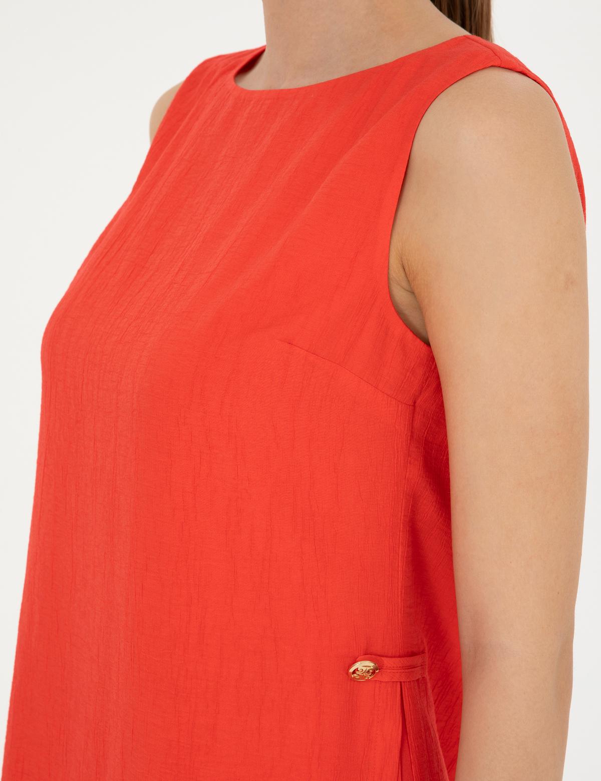 Nar Çiçeği A Kesim Dokuma Elbise - 50292098026