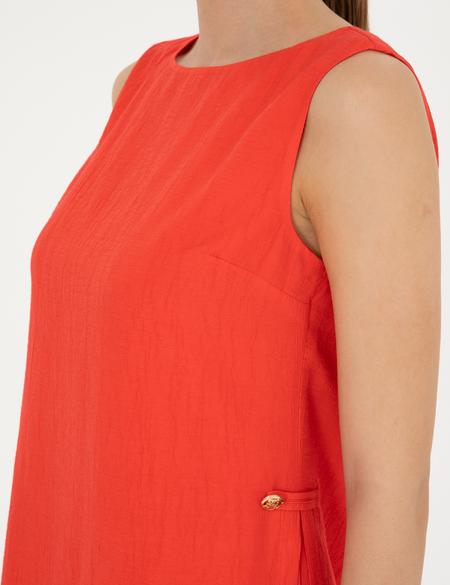 Nar Çiçeği A Kesim Dokuma Elbise - 50292098026