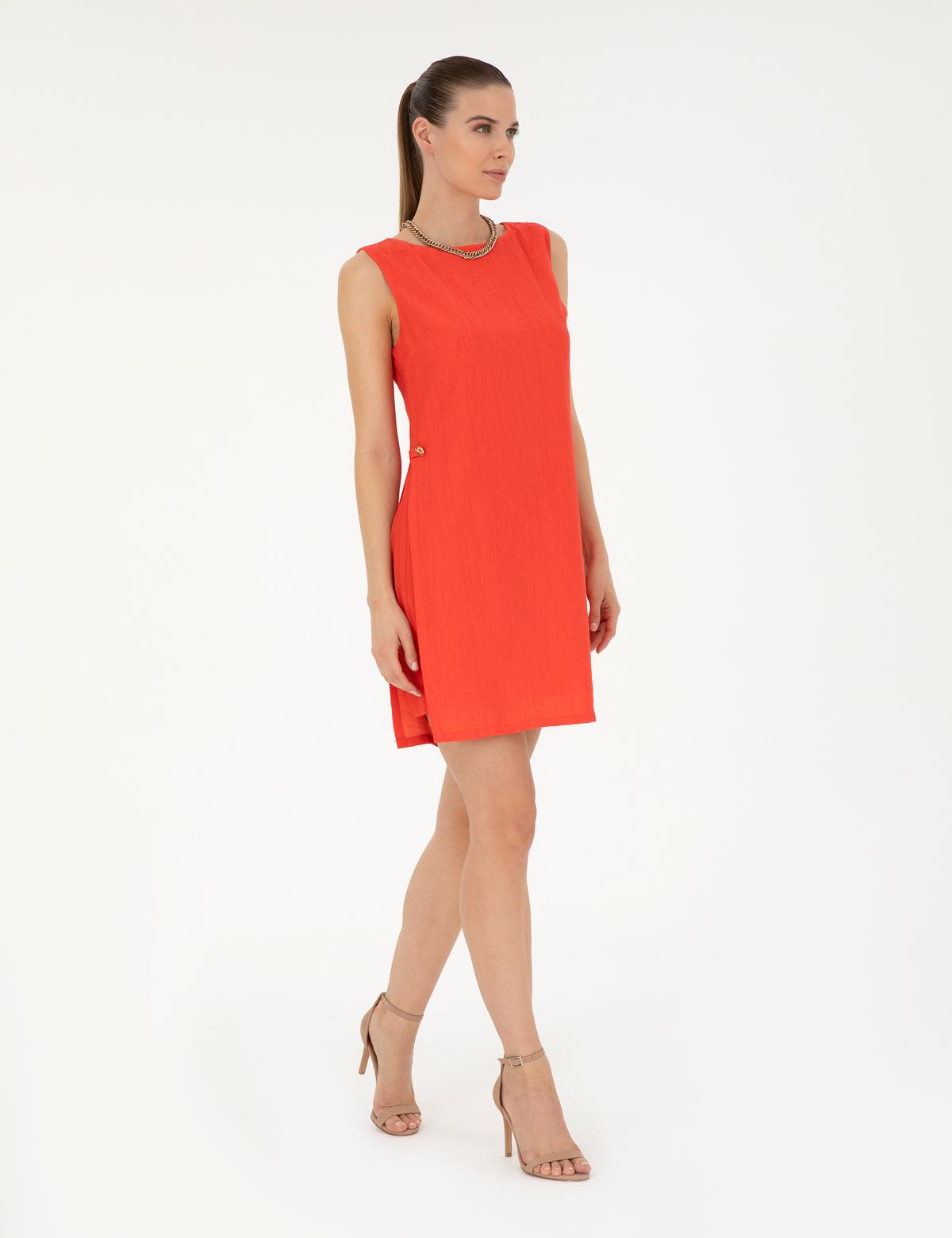 Nar Çiçeği A Kesim Dokuma Elbise