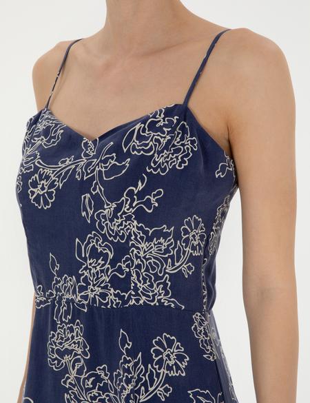 Lacivert Cupro Comfort Fit Dokuma Elbise - 50283467002