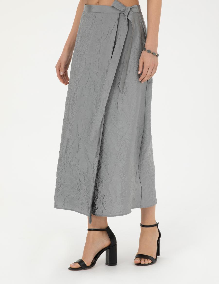 Gri A Kesim Dokuma Etek