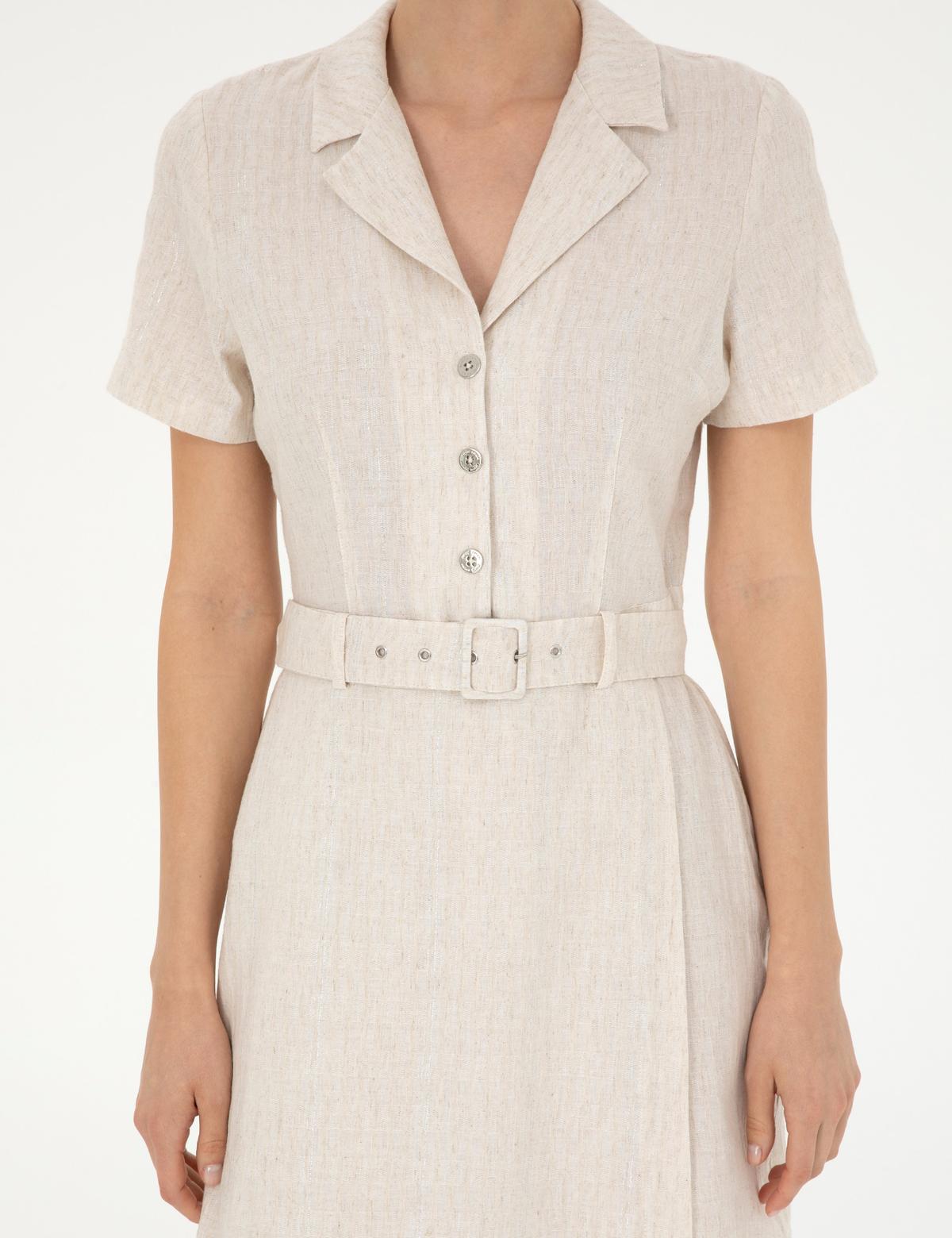 Keten Karışımlı Kum Dokuma Tulum - 50284673003