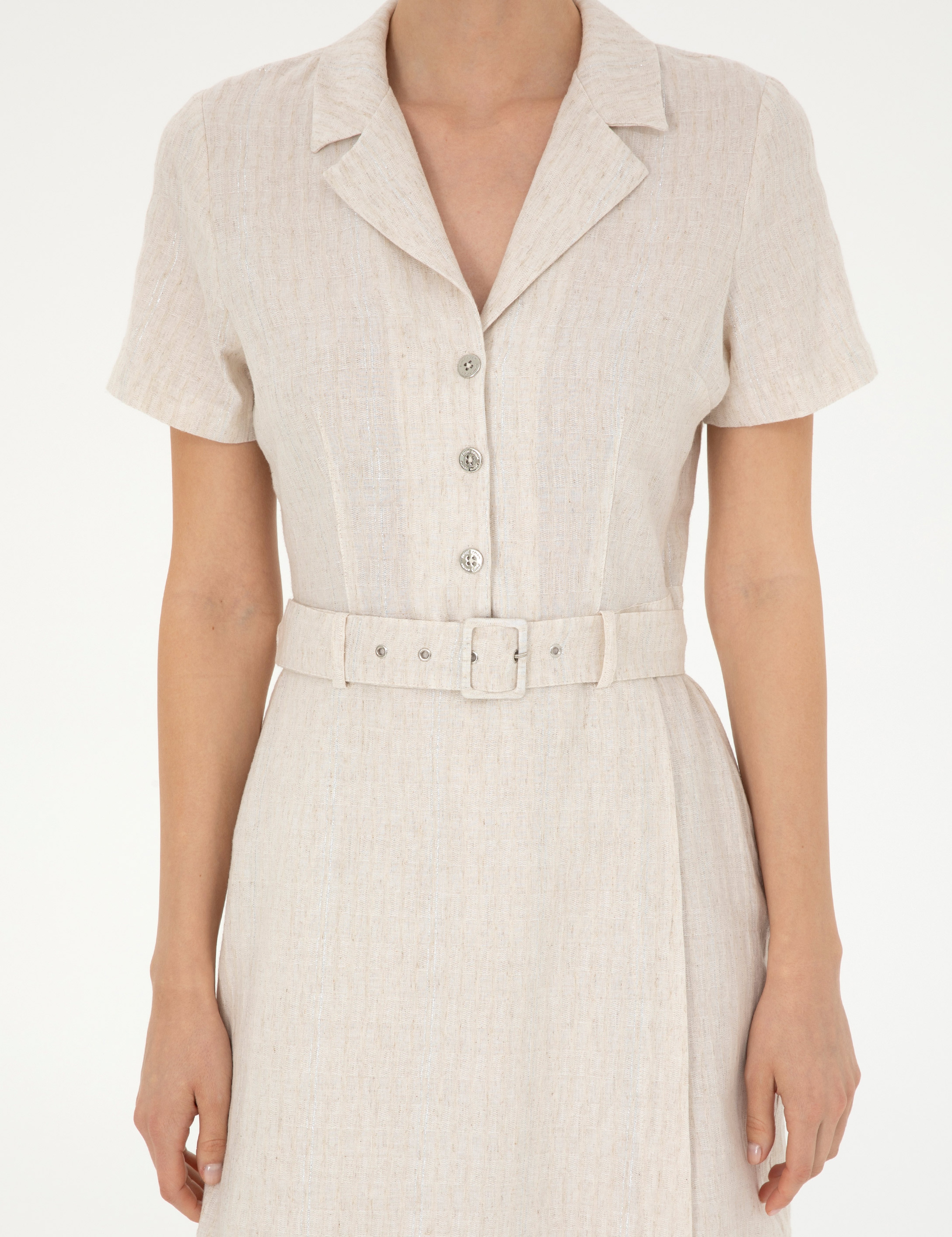 Keten Karışımlı Kum Dokuma Tulum - Image 5