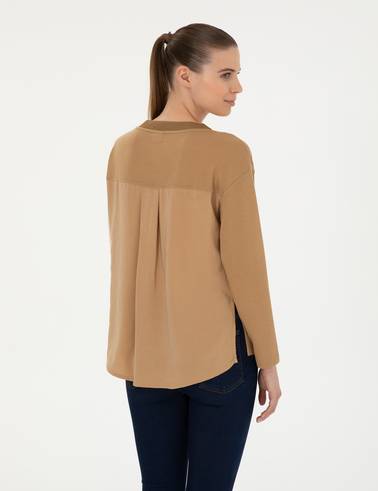 Bej Comfort Fit Örme Bluz