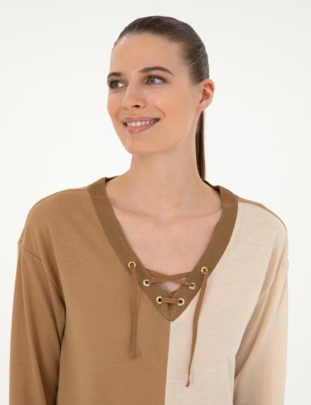 Bej Comfort Fit Örme Bluz - 50283412017