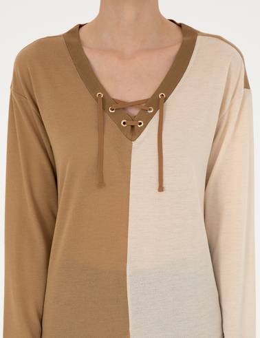 Bej Comfort Fit Örme Bluz