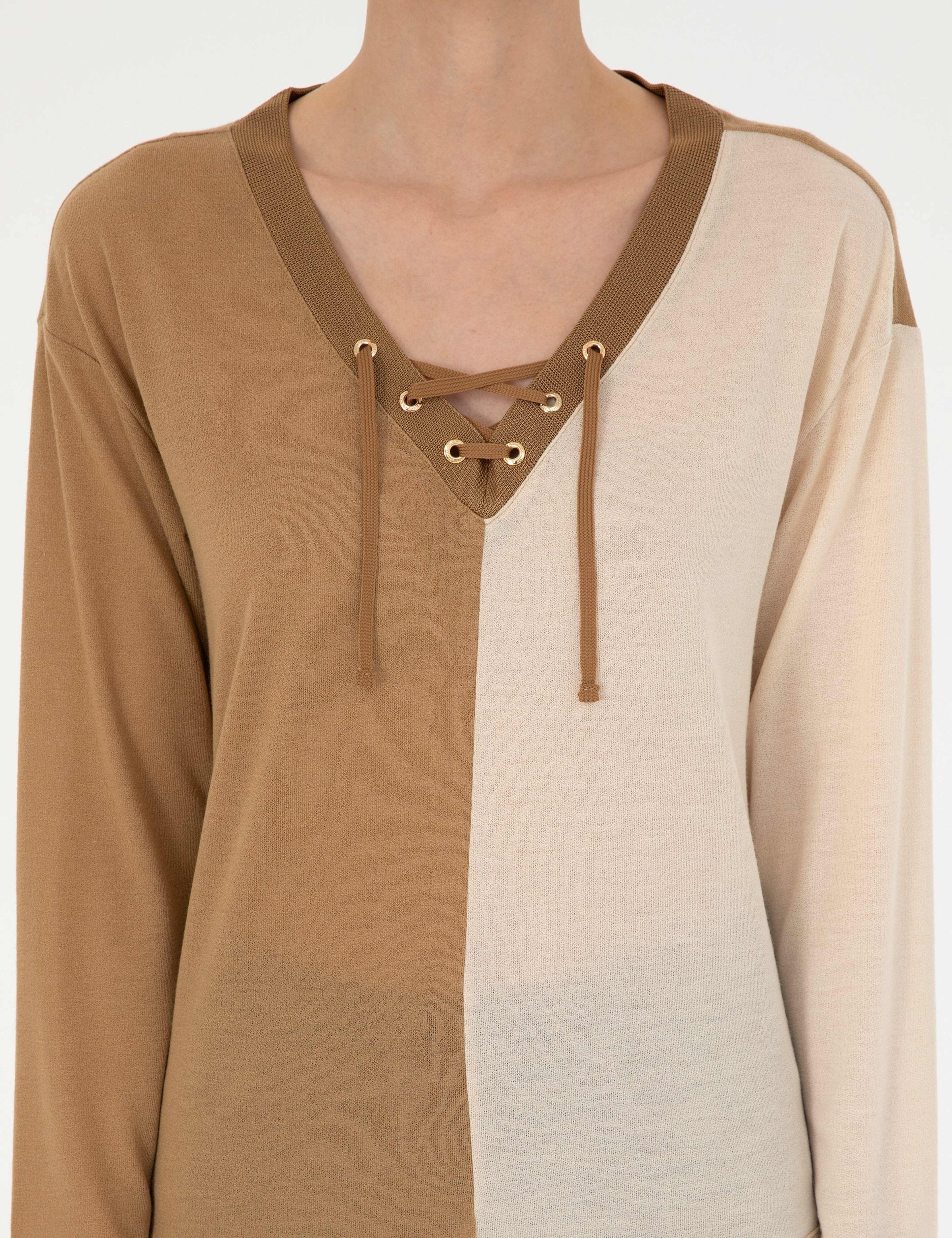 Bej Comfort Fit Örme Bluz
