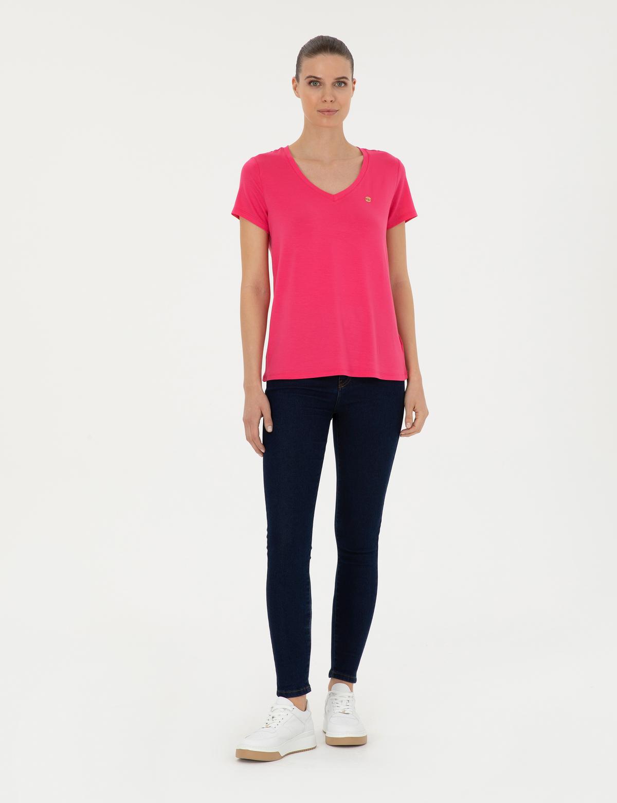 Pembe Comfort Fit Basic Tişört - 50288861003