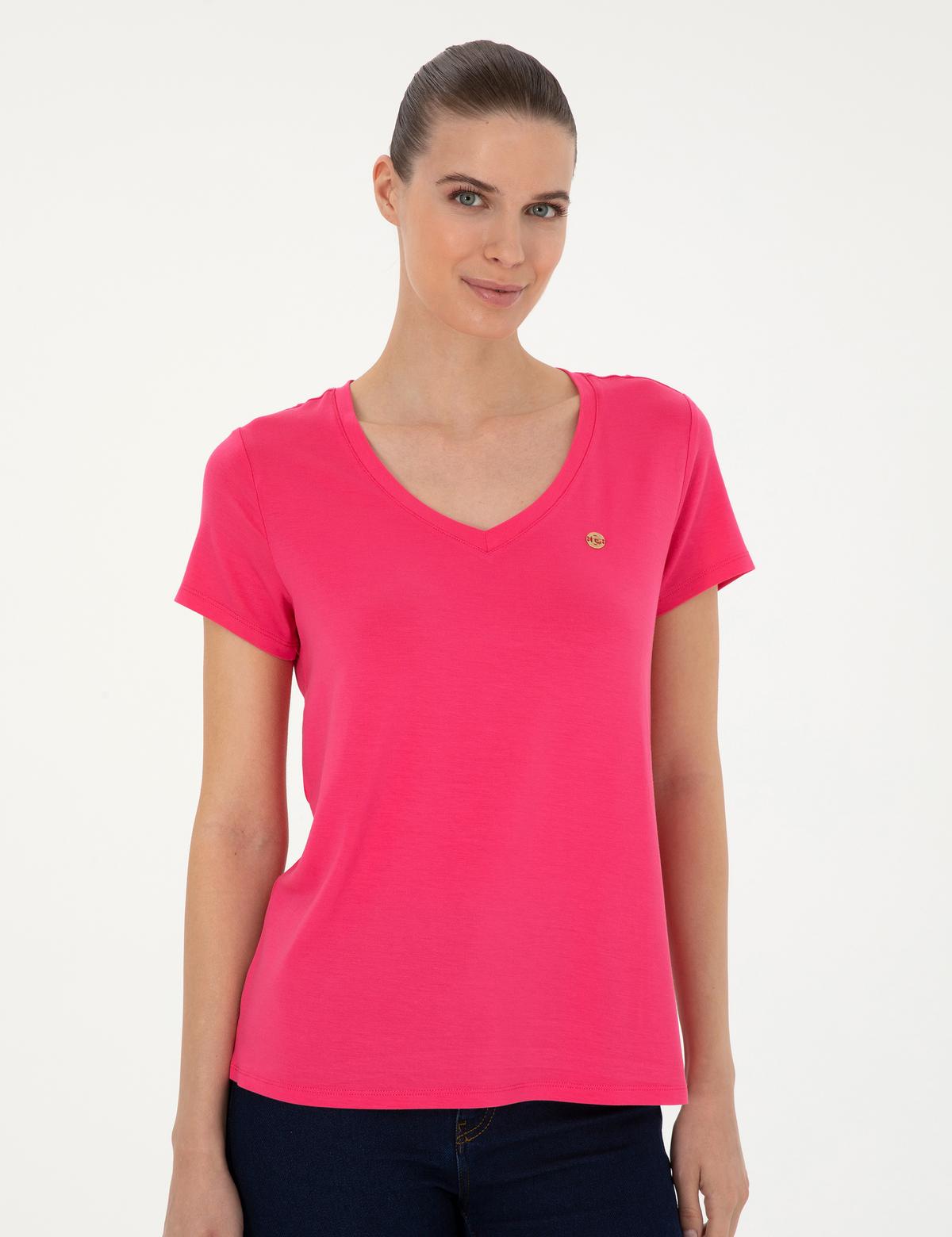 Pembe Comfort Fit Basic Tişört - 50288861003