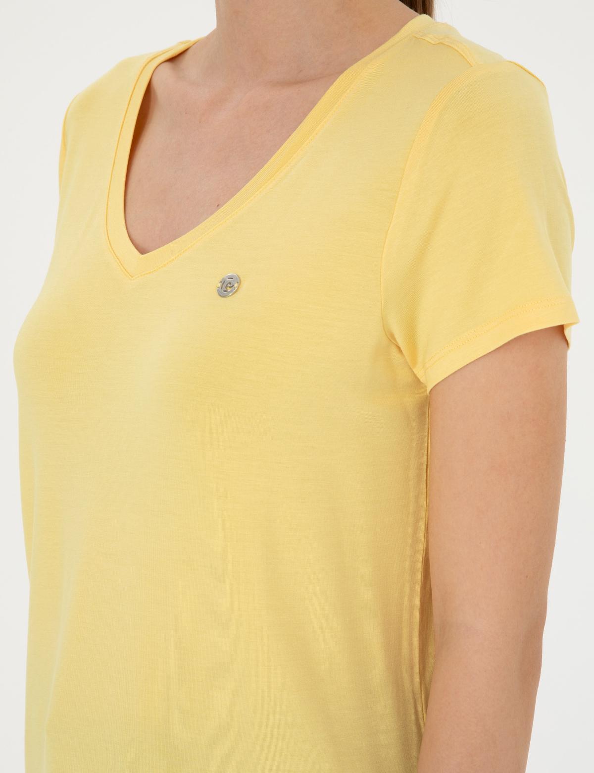 Sarı Comfort Fit Basic Tişört - 50288861038