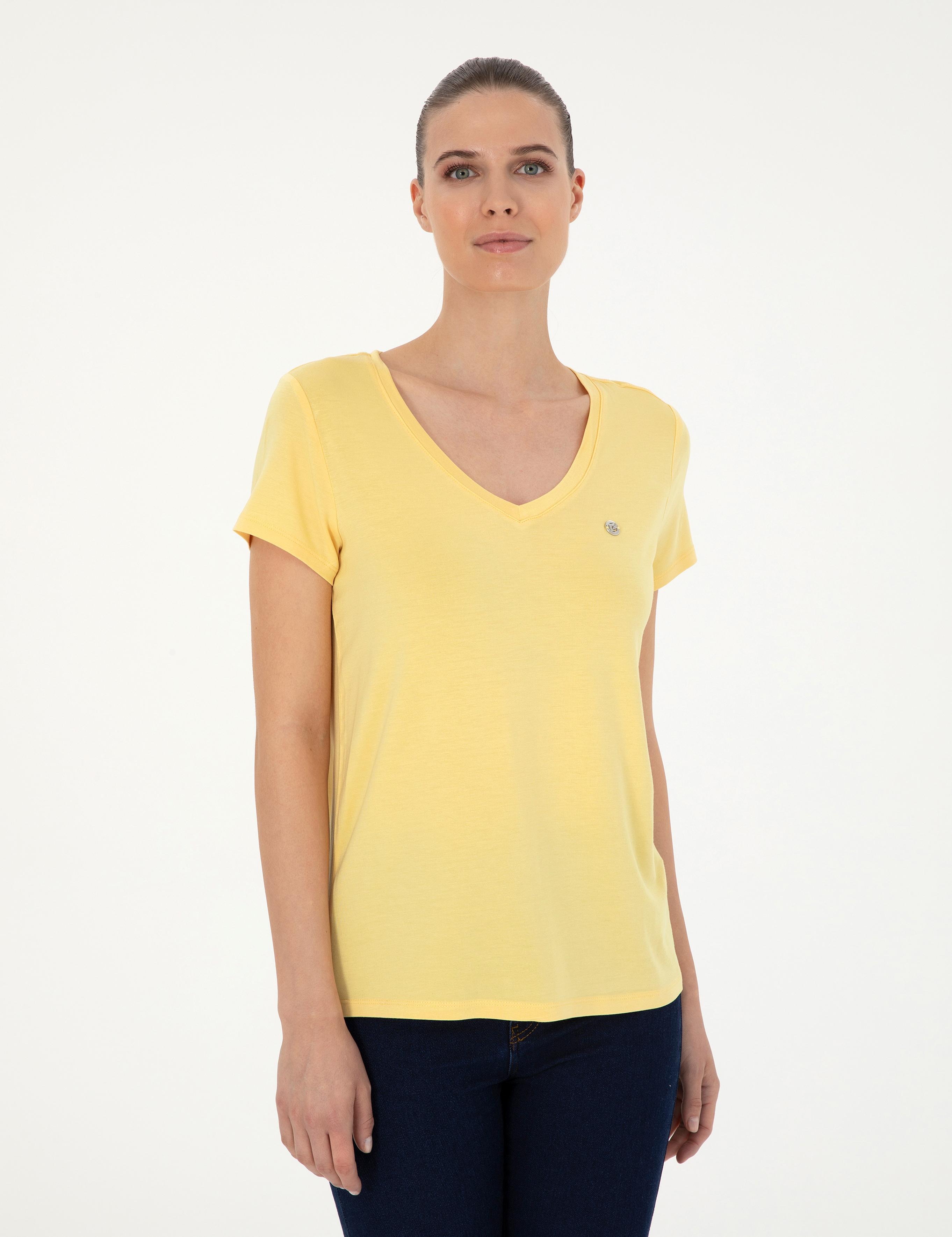Sarı Comfort Fit Basic Tişört