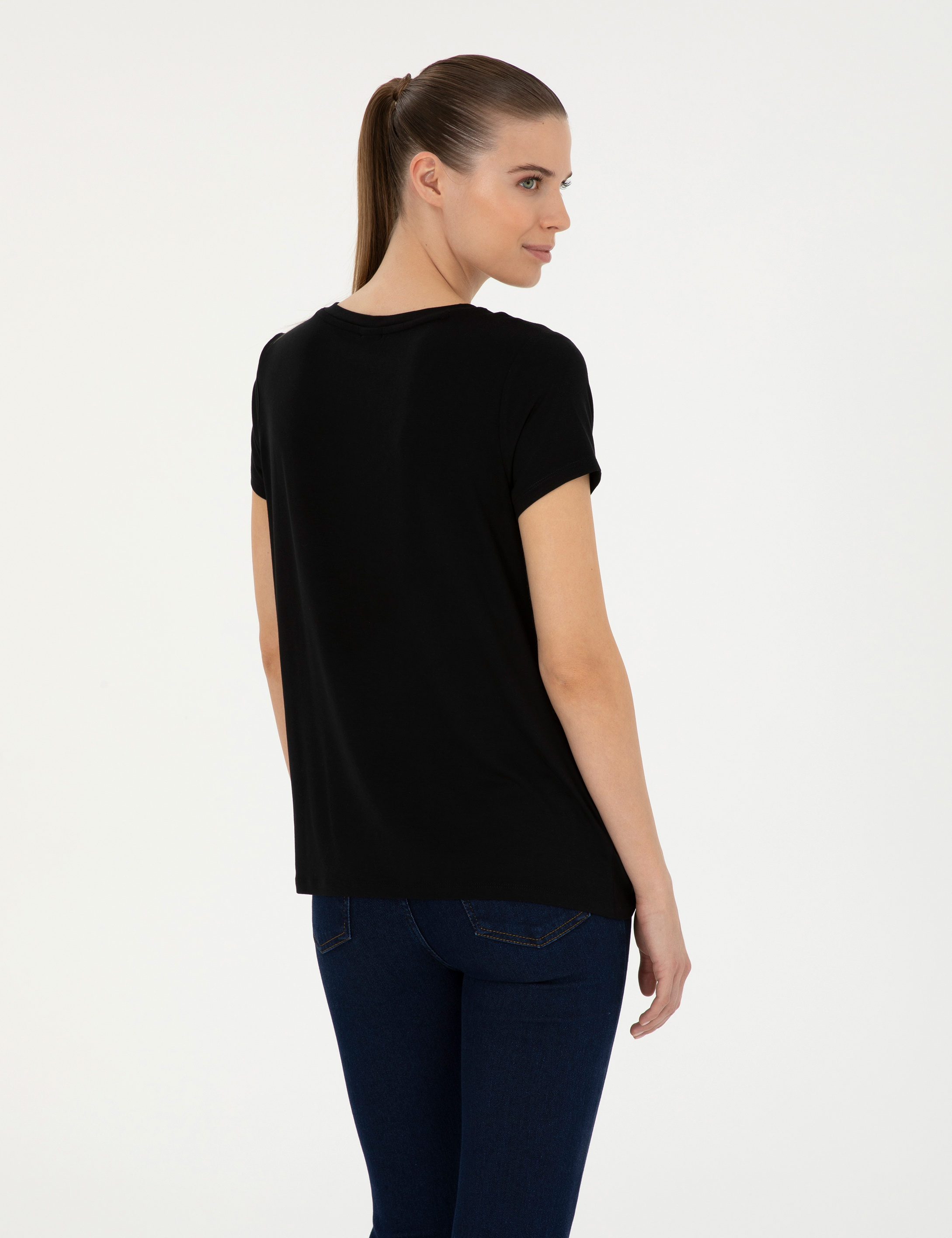 Siyah Comfort Fit Basic Tişört - Image 5
