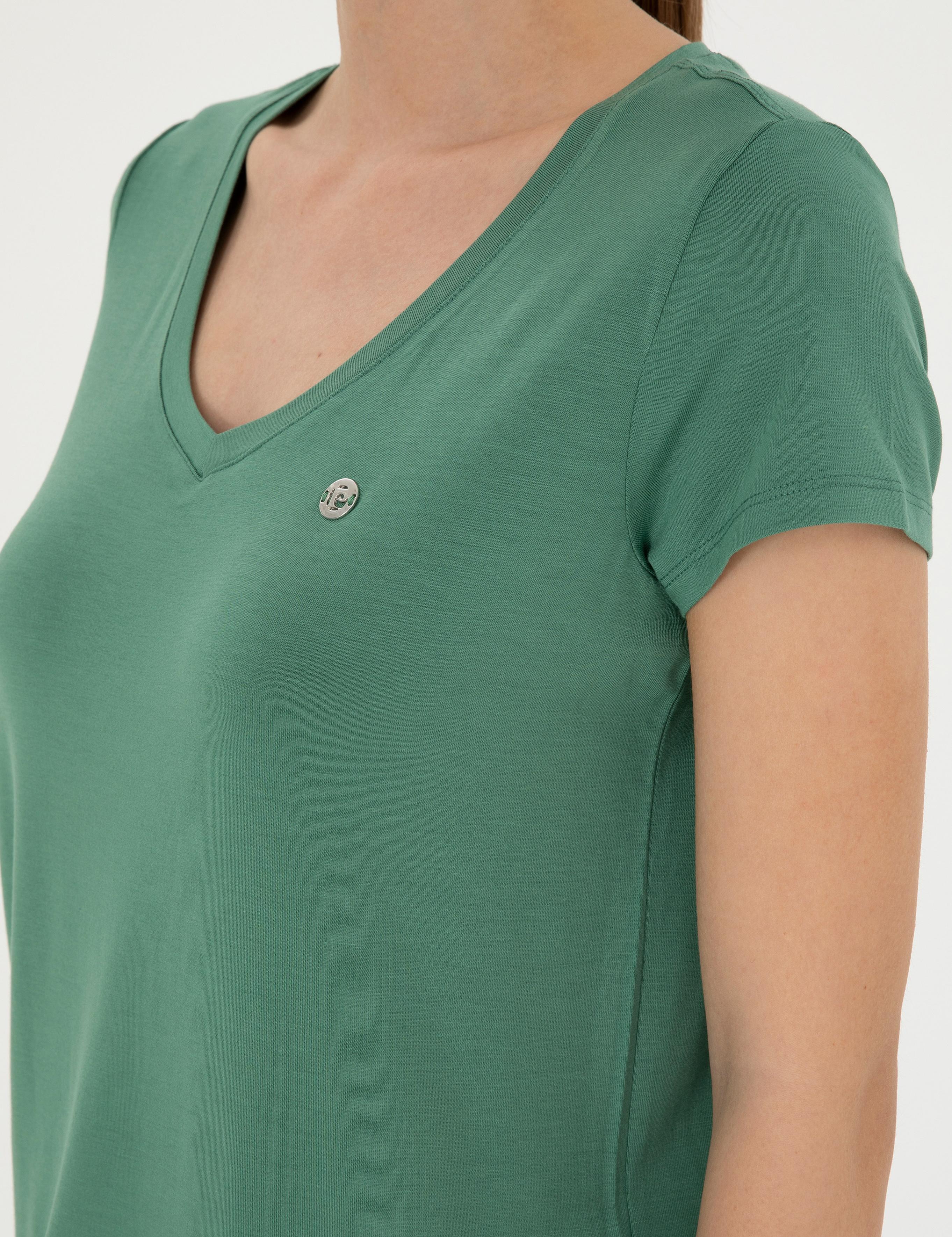 Yeşil Comfort Fit Basic Tişört