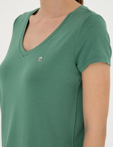 Yeşil Comfort Fit Basic Tişört - 50288861024