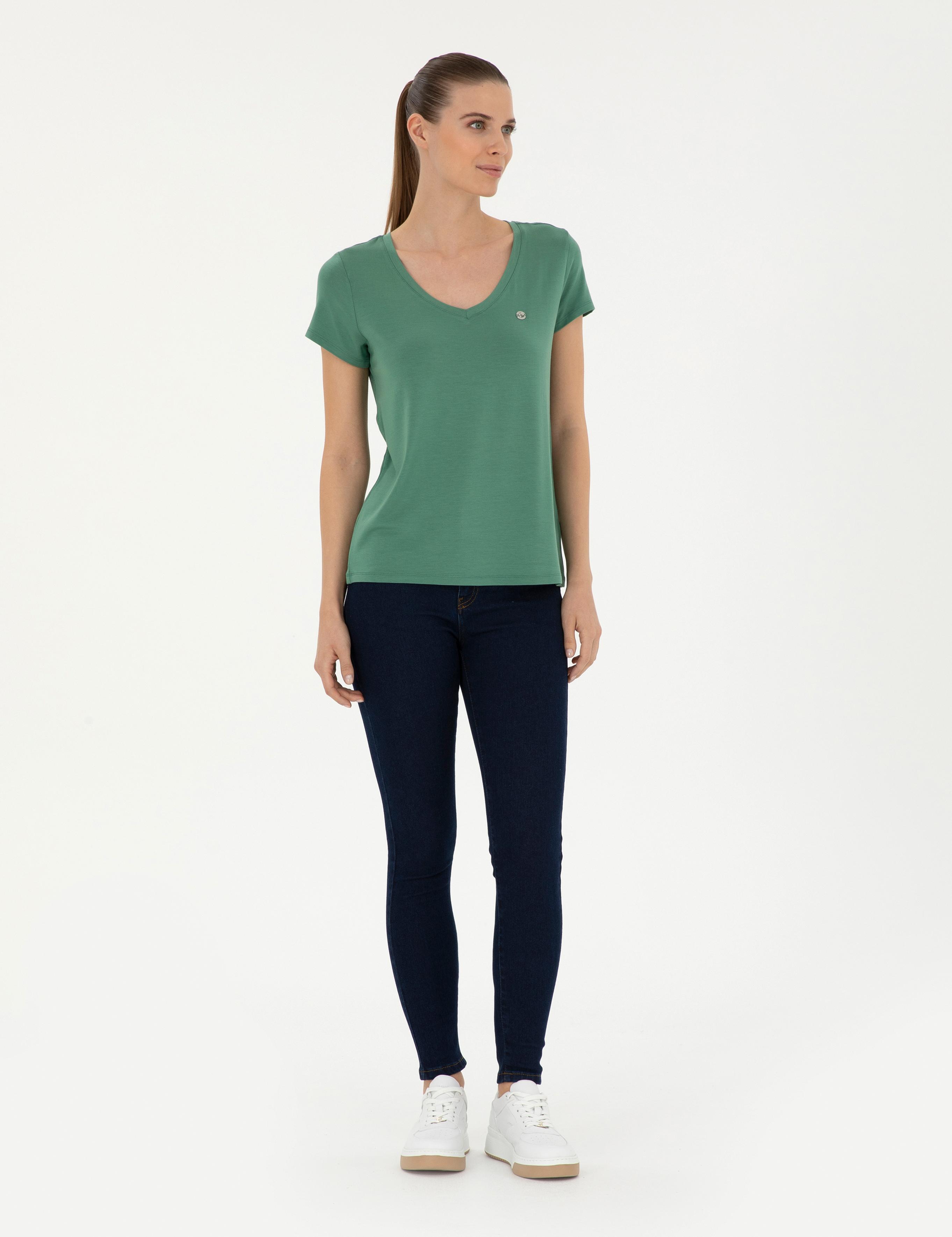 Yeşil Comfort Fit Basic Tişört