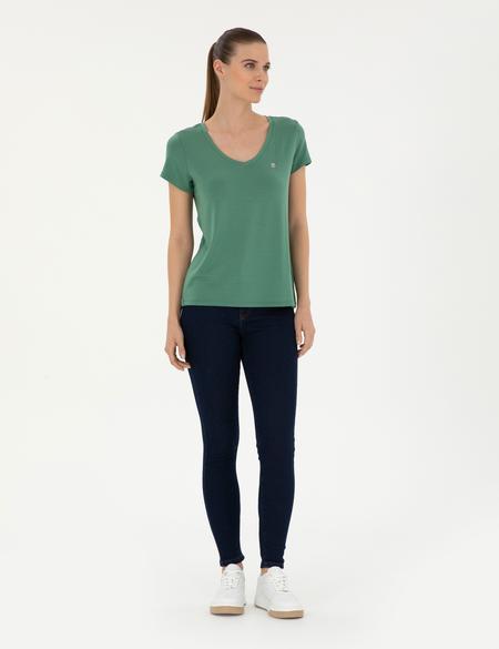 Yeşil Comfort Fit Basic Tişört - 50288861024