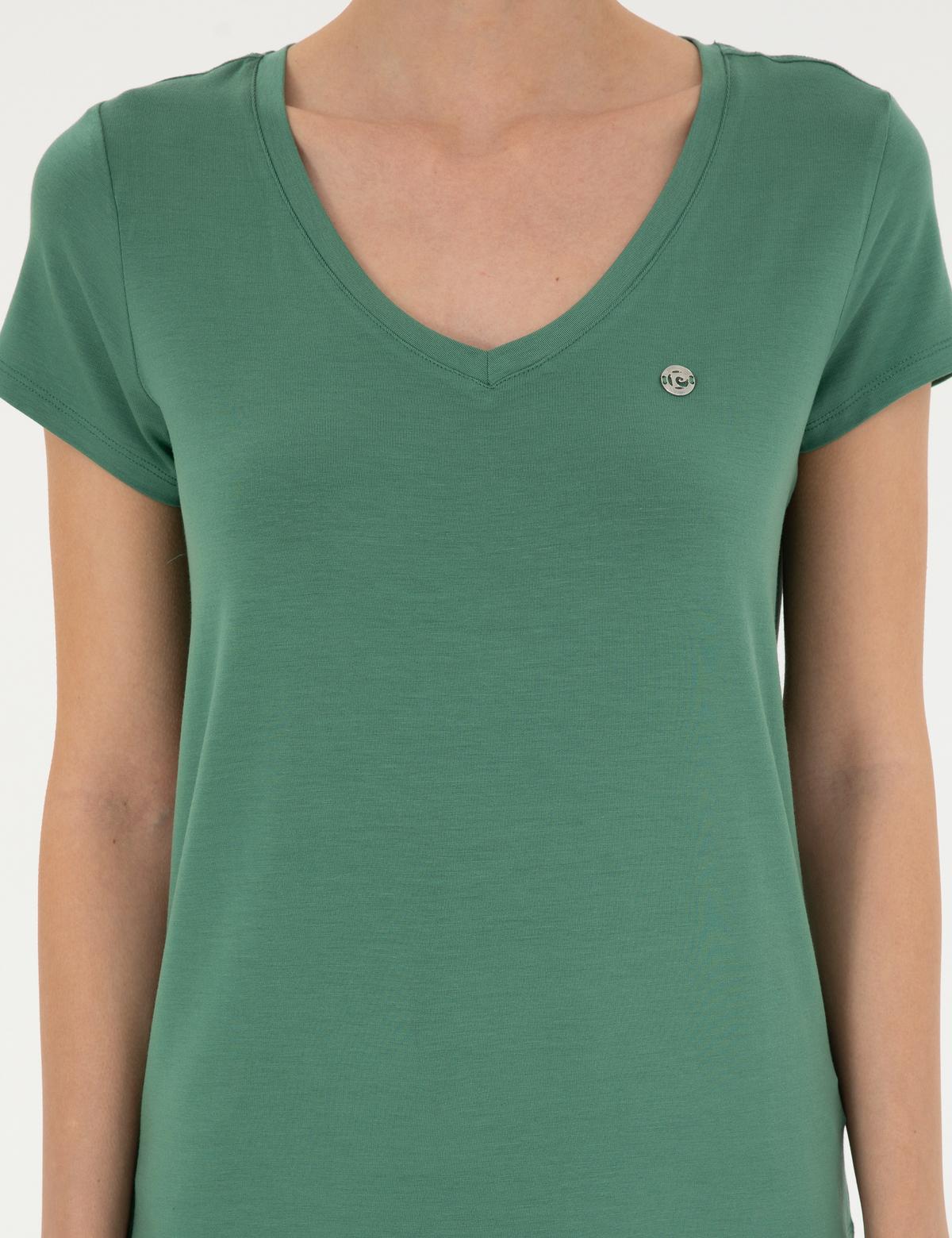 Yeşil Comfort Fit Basic Tişört - 50288861024