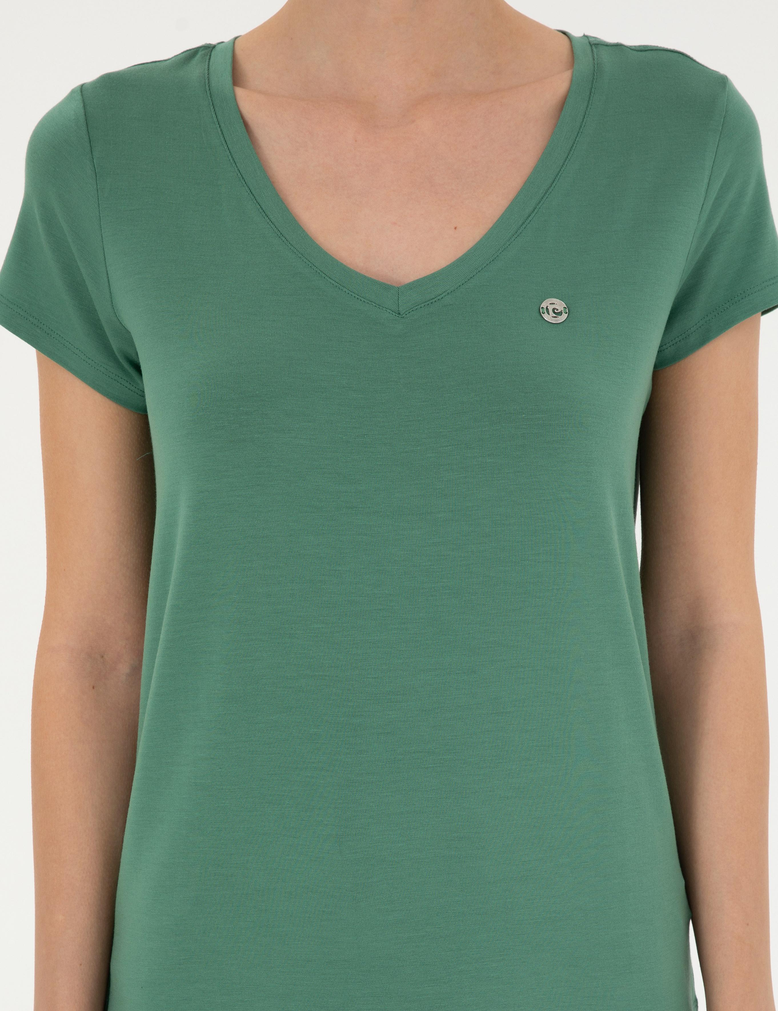 Yeşil Comfort Fit Basic Tişört