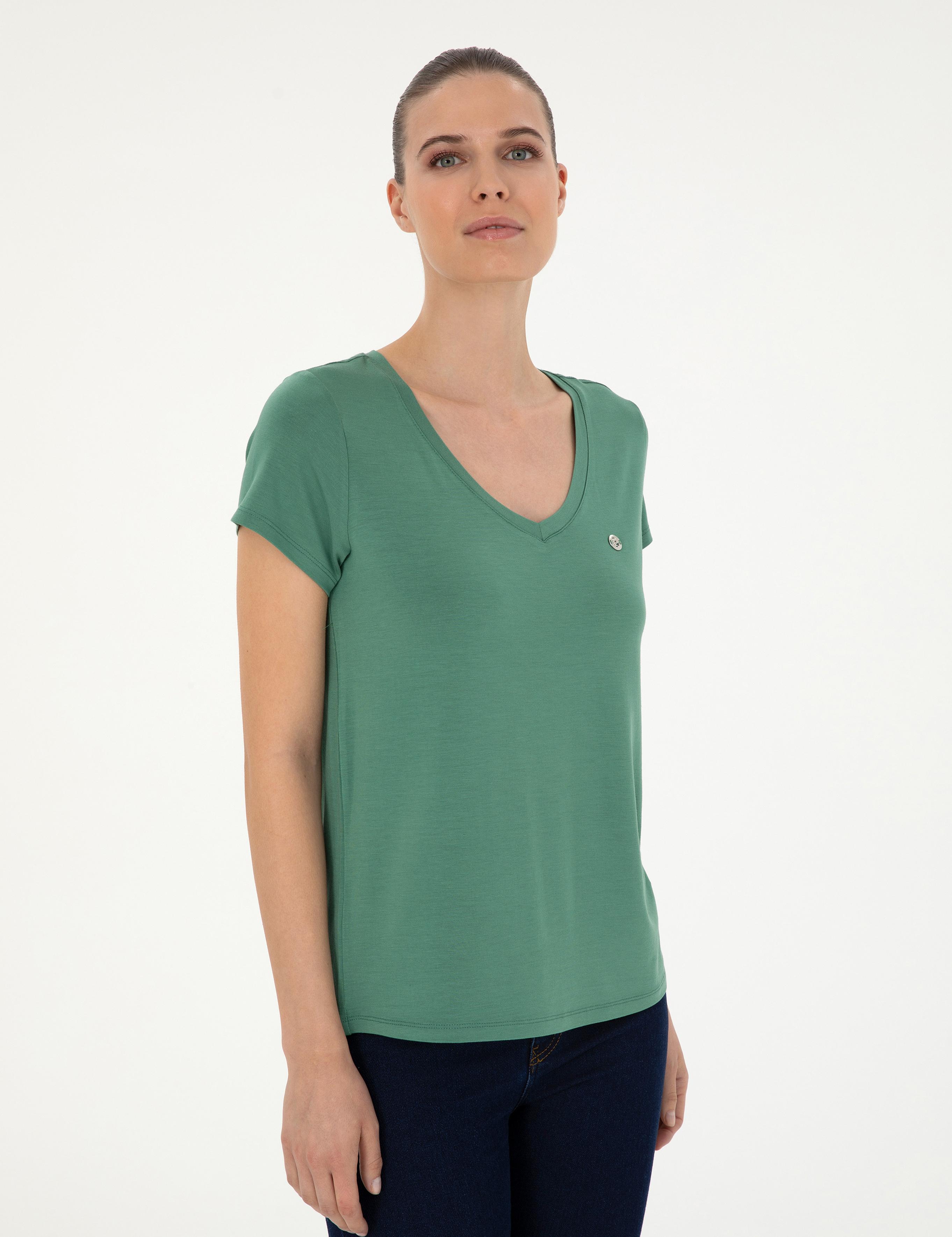 Yeşil Comfort Fit Basic Tişört