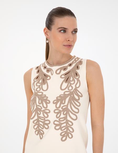 Ekru Slim Fit Triko Elbise - 50288684022