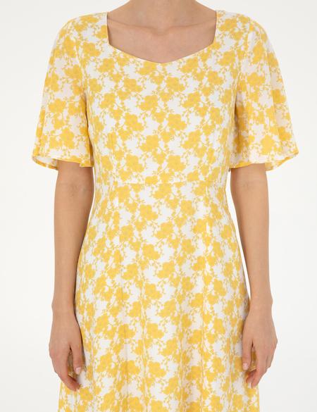 Sarı A Kesim Dokuma Elbise - 50283663018