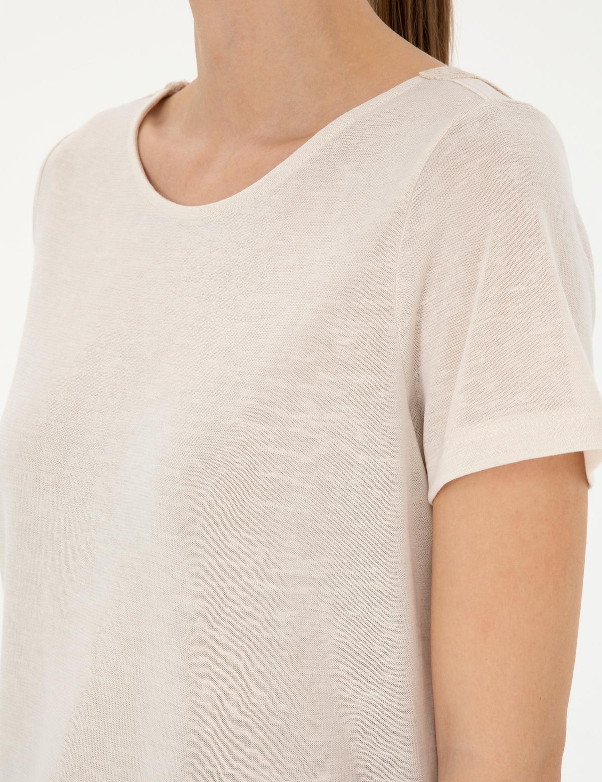 Krem Comfort Fit Tişört - 50284736010