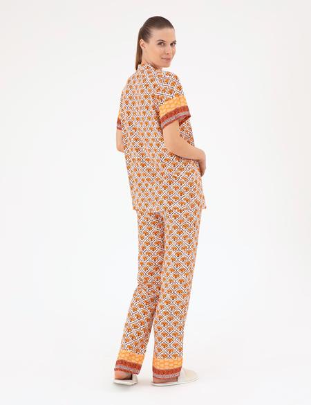 Krem Düğmeli Pijama Takımı - 50299701001