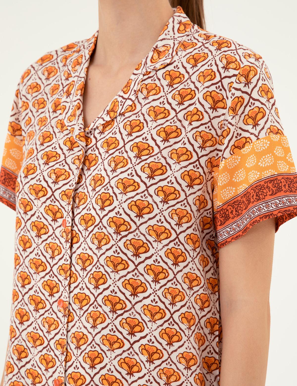 Krem Düğmeli Pijama Takımı - 50299701001