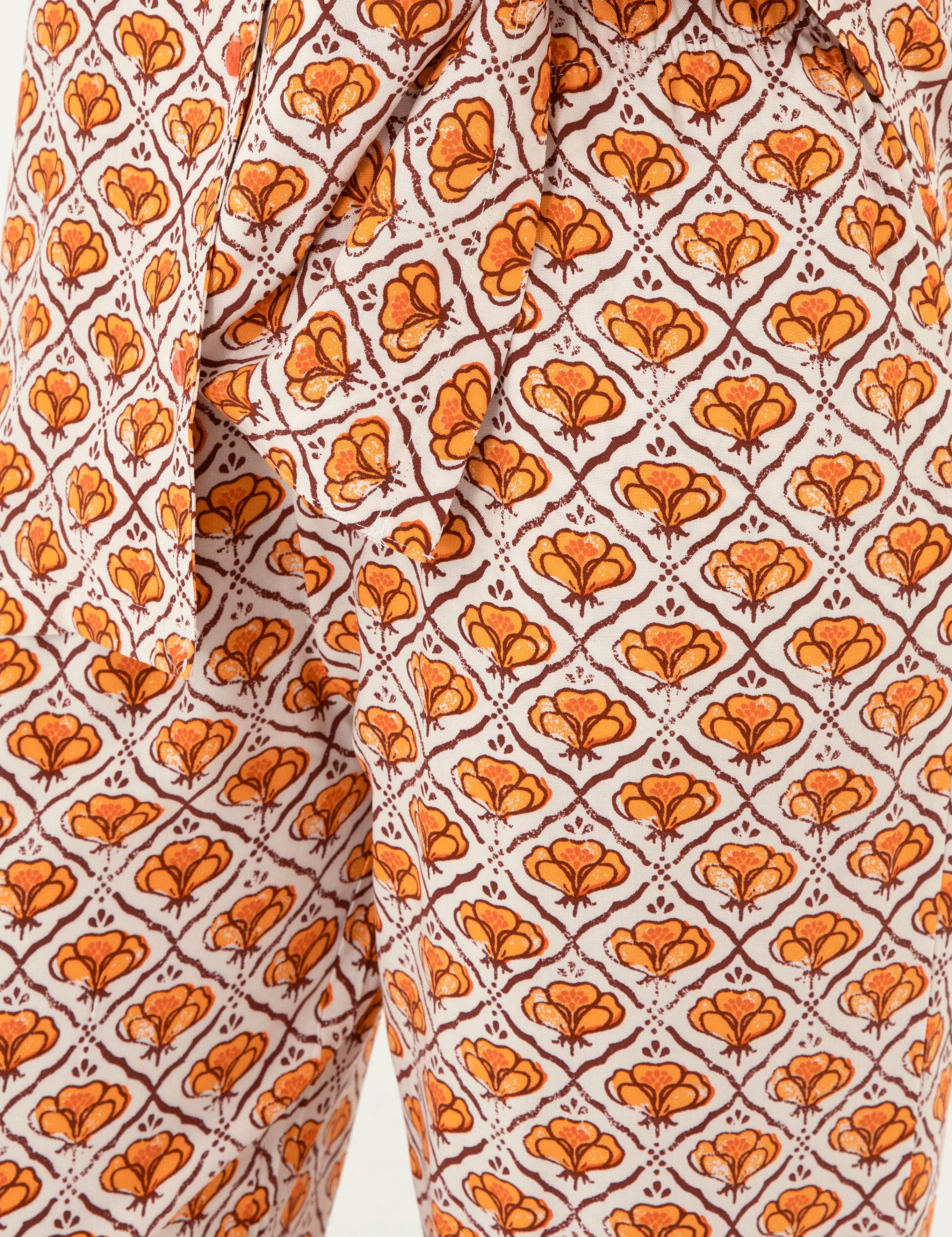 Krem Düğmeli Pijama Takımı