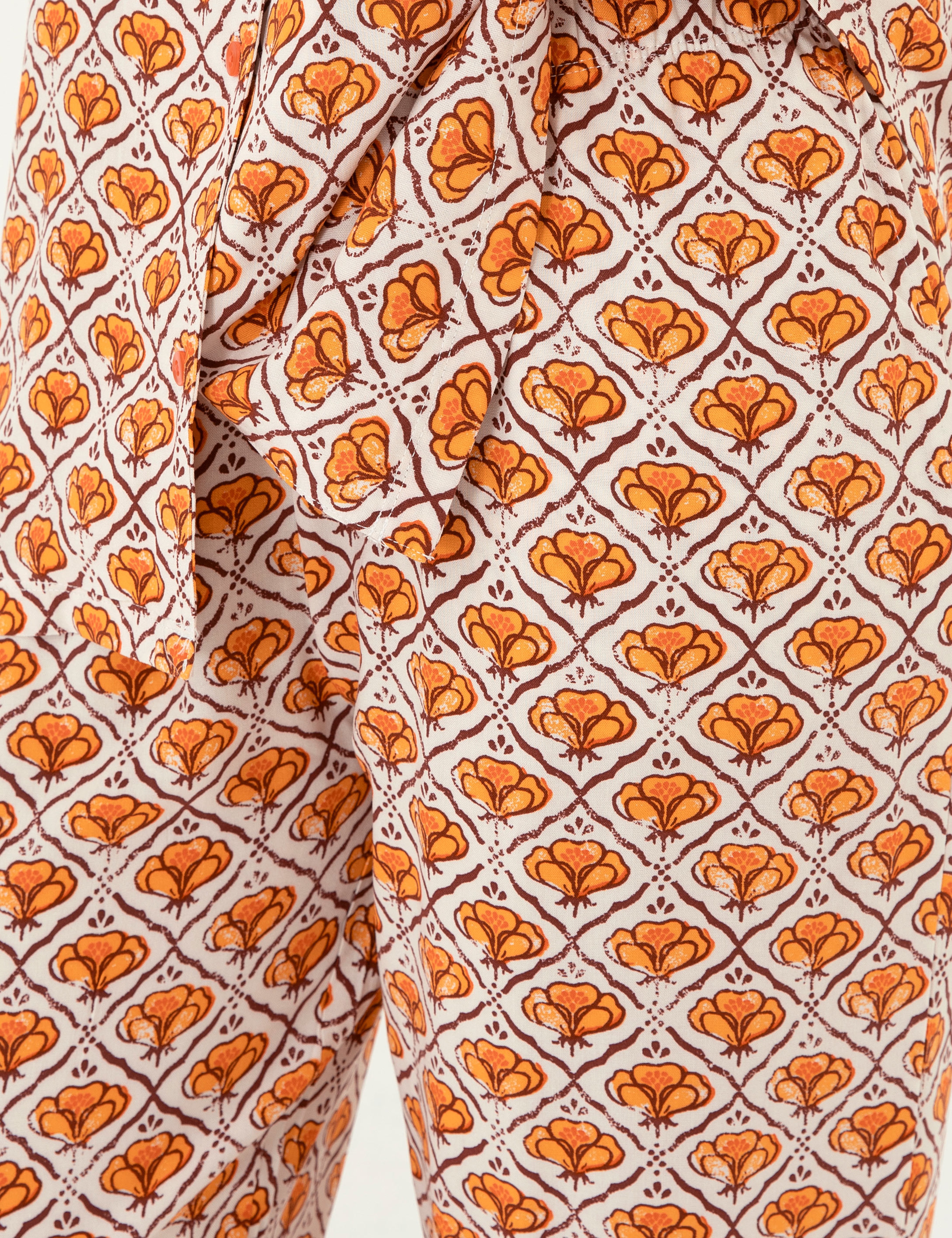 Krem Düğmeli Pijama Takımı