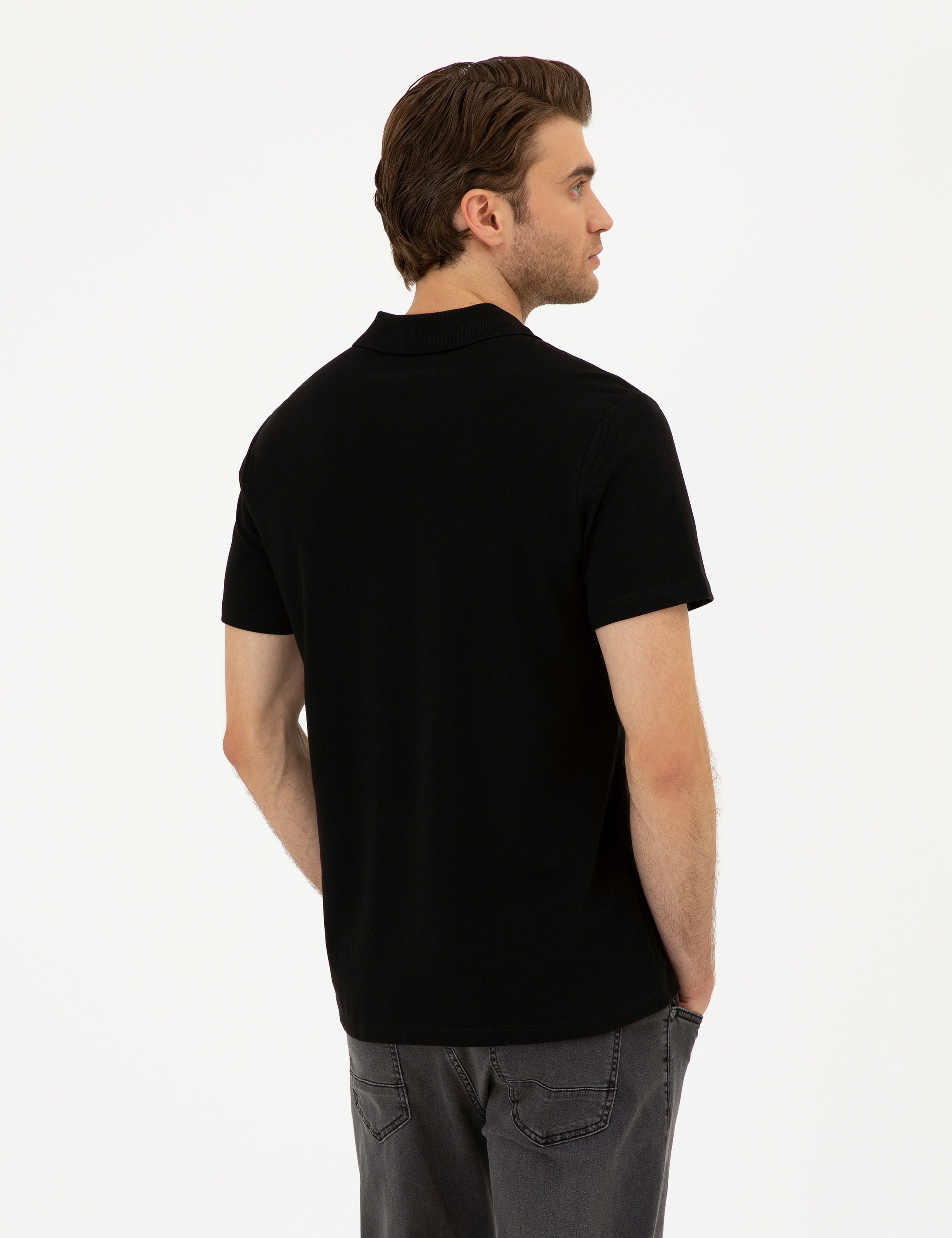 Siyah Slim Fit Tişört - Image 5