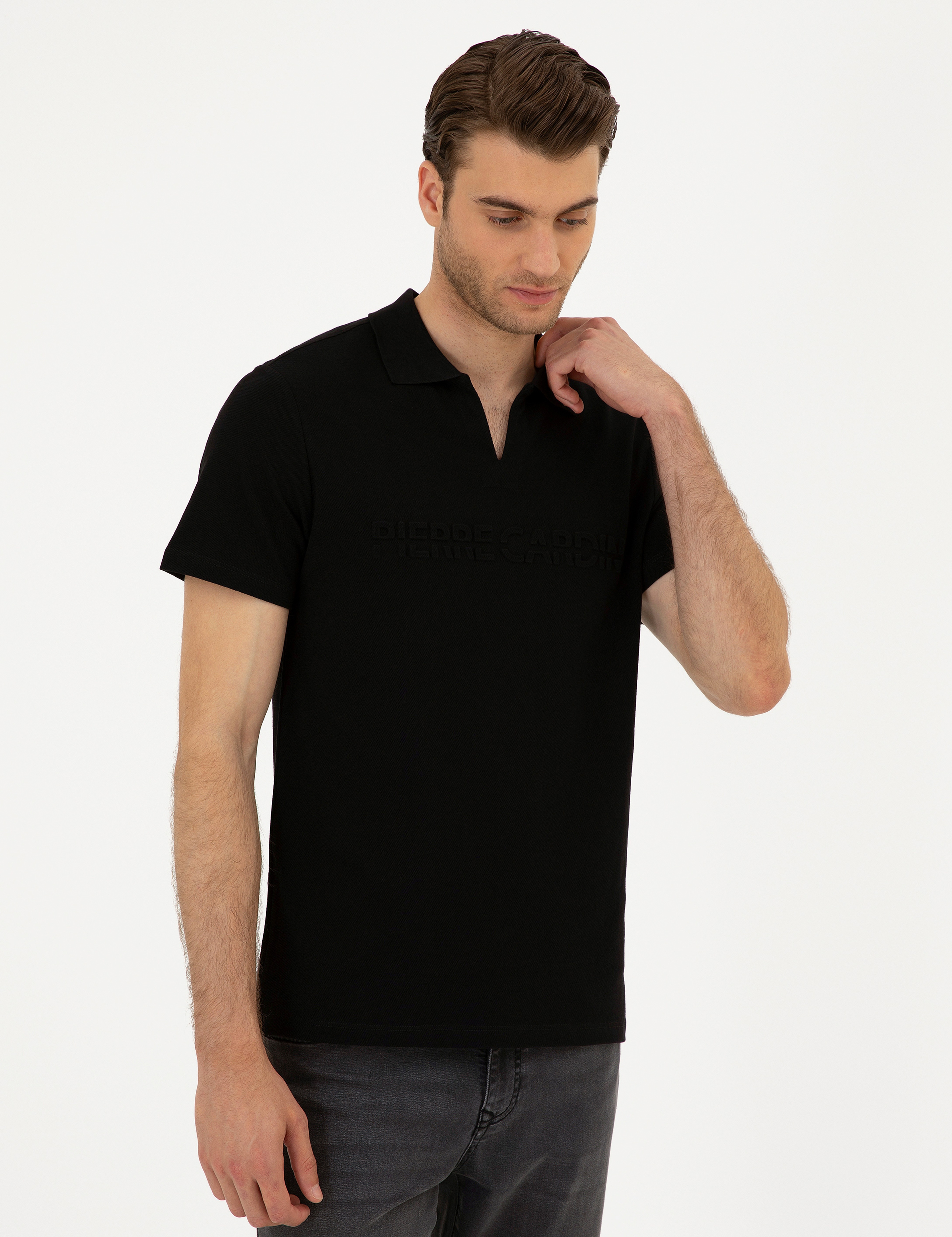 Siyah Slim Fit Tişört - Image 3