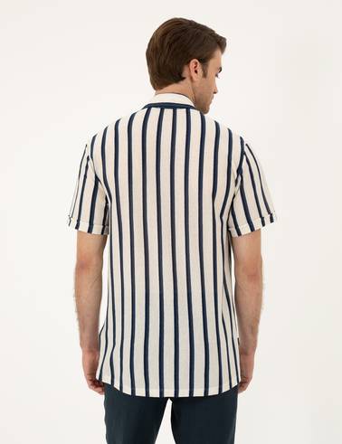 Bej Slim Fit Örme Gömlek