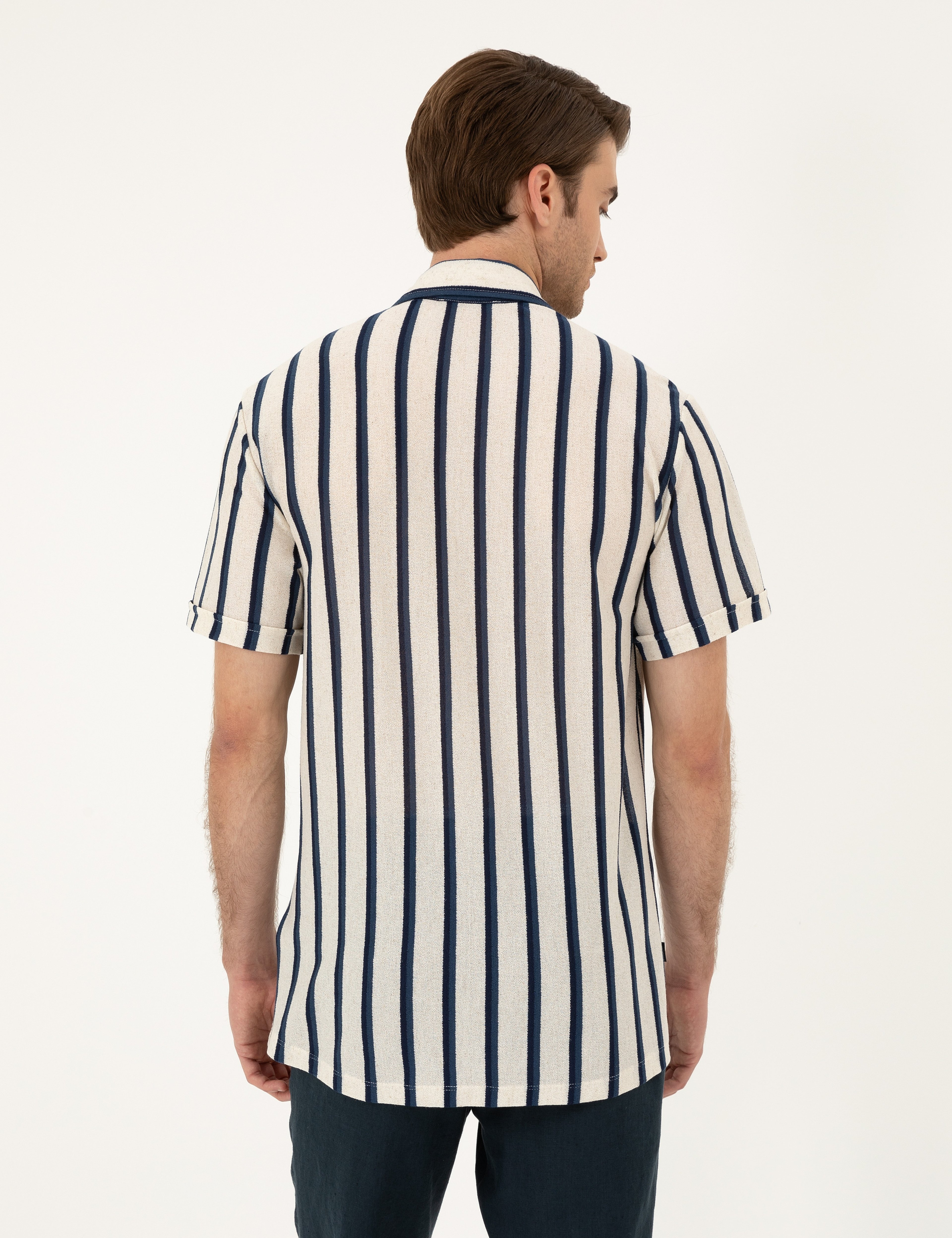 Bej Slim Fit Örme Gömlek