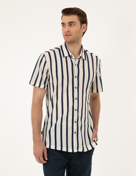 Bej Slim Fit Örme Gömlek - 50289021003