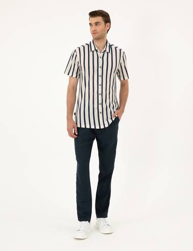 Bej Slim Fit Örme Gömlek