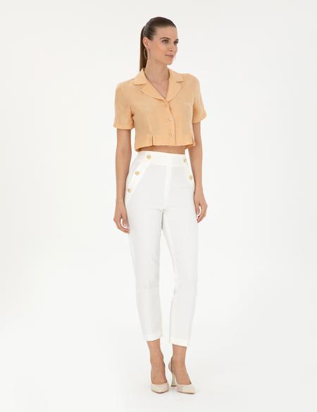 Beyaz Kumaş Pantolon - 50289436008