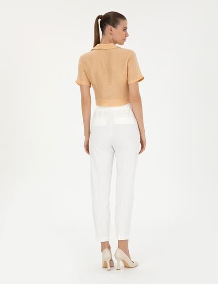 Beyaz Kumaş Pantolon - 50289436008