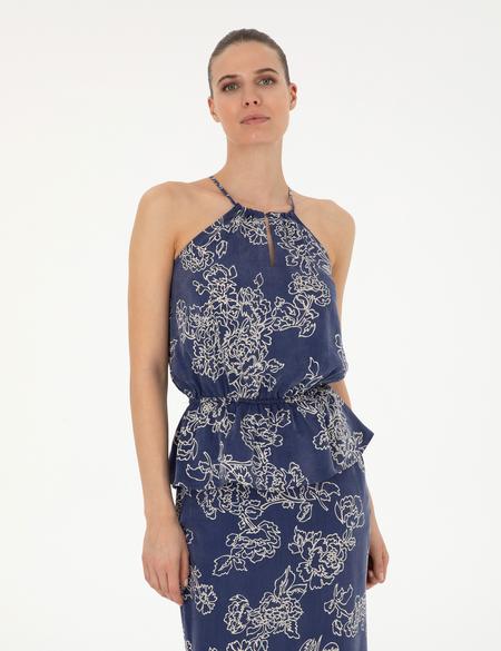 Lacivert Cupro Comfort Fit Bluz - 50284903001