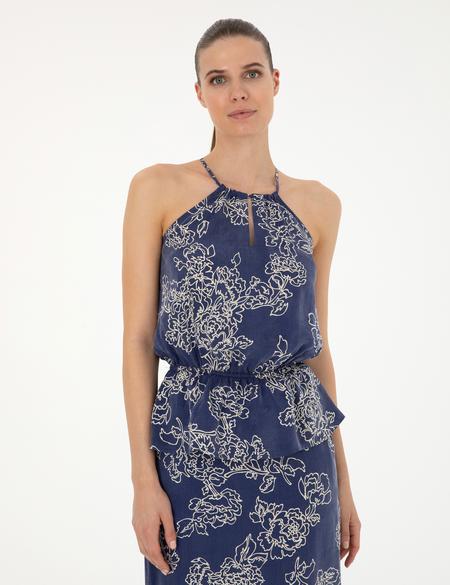 Lacivert Cupro Comfort Fit Bluz - 50284903001